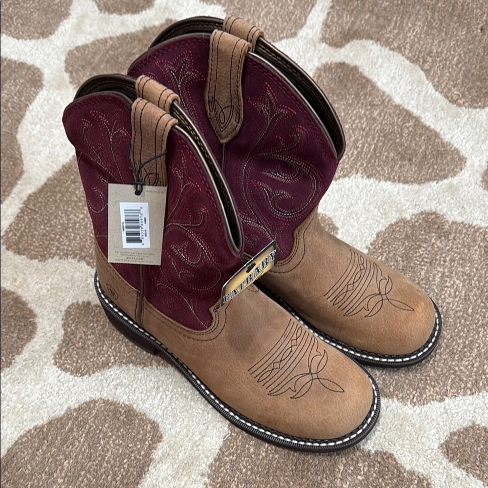 Ariat Deep Red and Brown Western Boots